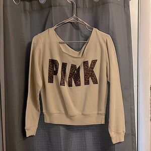 Victoria's Secret PINK Tan Leopard Logo Sweatshirt